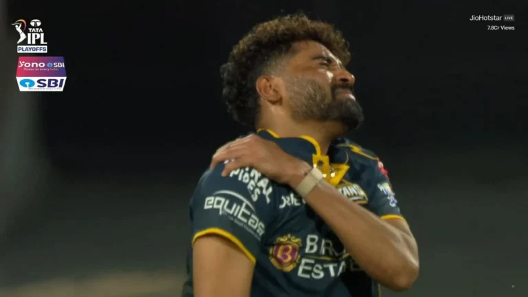 Mohammed Siraj RULED OUT? GT pacer suffers nasty shoulder injury during Qualifie – IPL 2026: क्या मोहम्मद सिराज चोट के कारण बाहर? GT बनाम RR क्वालीफायर 2 में हुआ हादसा